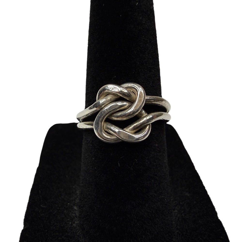 Silver Tone Fashion Knot Ring Intertwined Design Friendship Band Jewelry Size 5